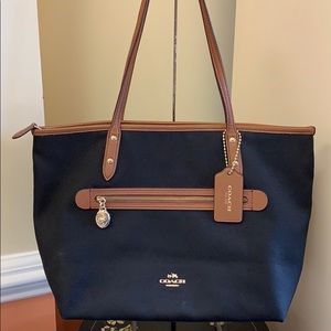 Coach signature fabric tote shoulder bag